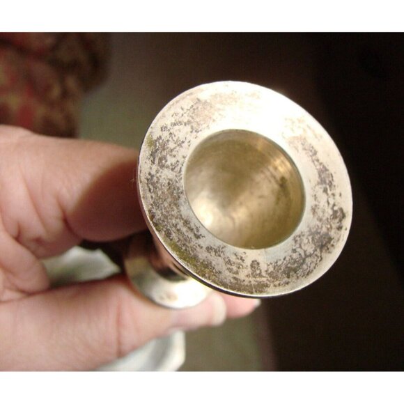 Lot of 2 Octagonal Candle Stick Holders Made in India Stamped 7"H Silver Plated - Picture 4 of 12